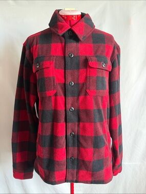 Amazon Essentials Red and Black Buffalo Plaid Shirt Jacket